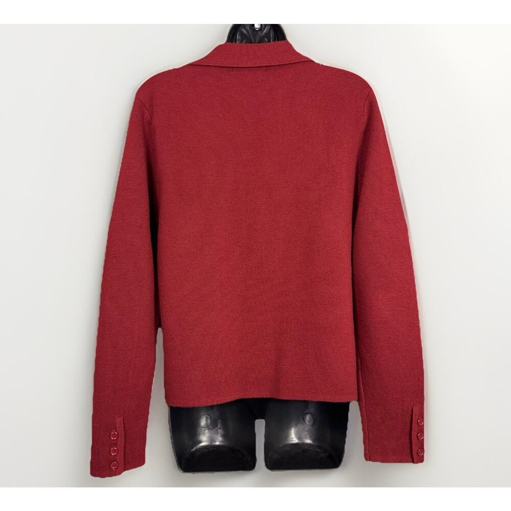 Valerie Stevens Medium Red Blazer Sweater Coatigan Merino Wool Cardigan‎ Pocket - Picture 2 of 5